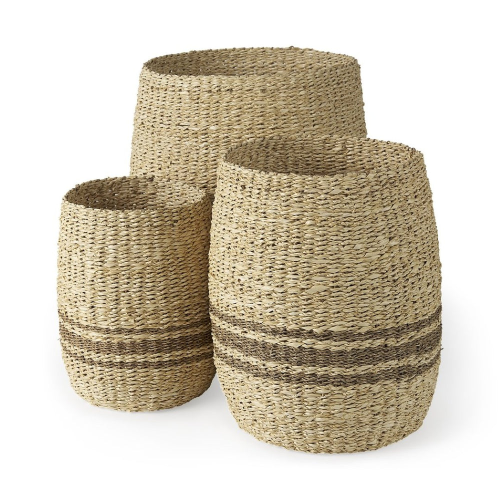 Mercana Sivannah Woven Seagrass Baskets - Coastal Charm for Stylish Storage and Organizing in Any Room 69599