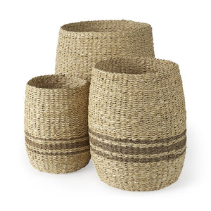 Mercana Sivannah Woven Seagrass Baskets - Coastal Charm for Stylish Storage and Organizing in Any Room 69599