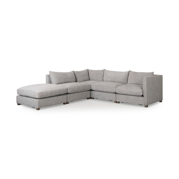 Mercana Valence Versatile Armless Sectional Module: Modern Comfort with Modular Flexibility for Your Space Mediuma Gray Fabric | Full-Size Ottoman 69125