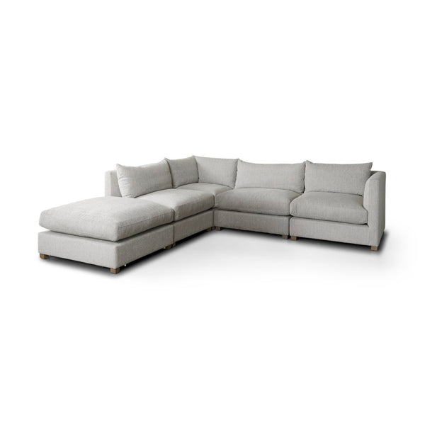 Mercana Valence Corner Sectional Piece: Stylish Modular Comfort for Effortless Living and Custom Layouts Light Gray Fabric | Throw Pillow 69121