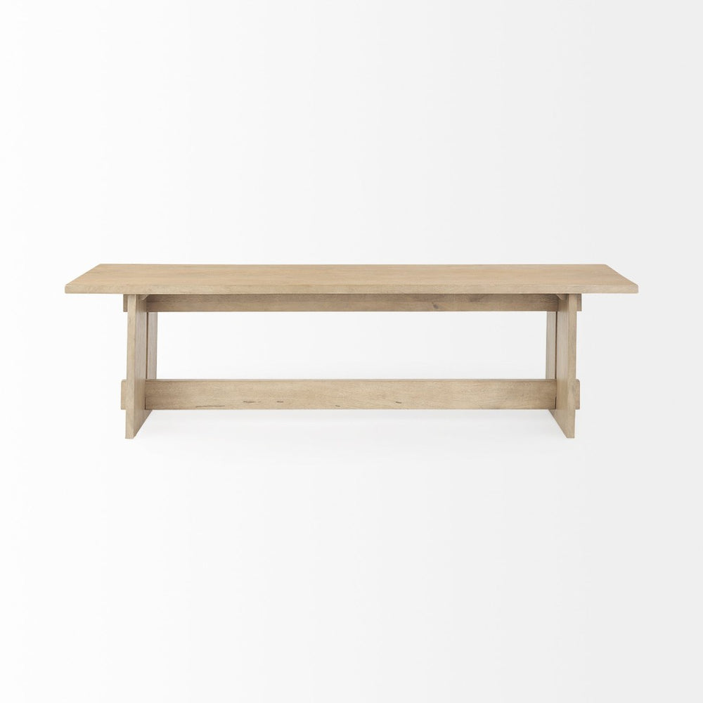 Mercana Aida Solid Mango Wood Dining Bench - Minimalist Industrial Design for Stylish Seating Solutions Light Brown Wood 69196