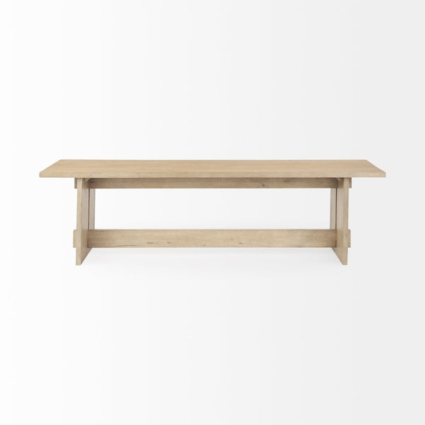 Mercana Aida Solid Mango Wood Dining Bench - Minimalist Industrial Design for Stylish Seating Solutions Light Brown Wood 69196