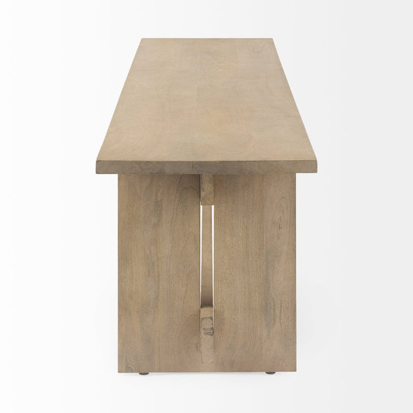 Mercana Aida Solid Mango Wood Dining Bench - Minimalist Industrial Design for Stylish Seating Solutions Light Brown Wood 69196