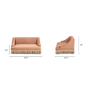 English Elm Duchess Regency Tufted Pet Sofa with Fringe Skirt Velvet Upholstery for Small Dogs Orange B2719P479029