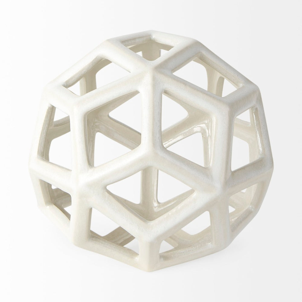Mercana Geom Modern White Ceramic Geometric Object for Stylish Home Decor, Perfect Accent for Any Space White Ceramic | 7H 69479