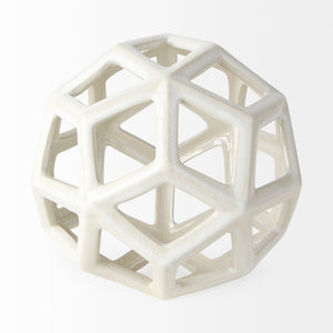Mercana Geom Modern White Ceramic Geometric Object for Stylish Home Decor, Perfect Accent for Any Space White Ceramic | 7H 69479