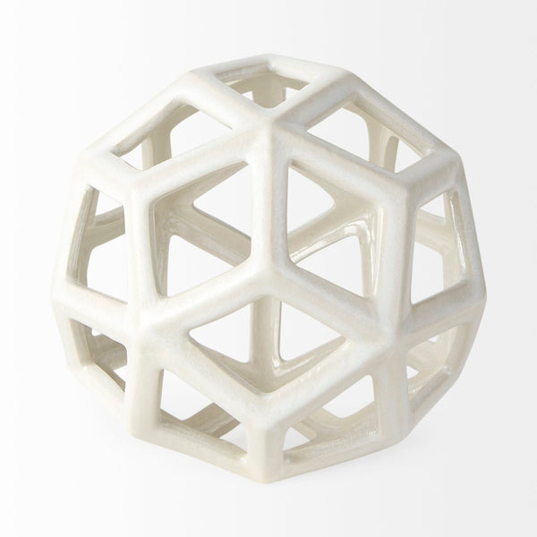 Mercana Geom Modern White Ceramic Geometric Object for Stylish Home Decor, Perfect Accent for Any Space White Ceramic | 7H 69479