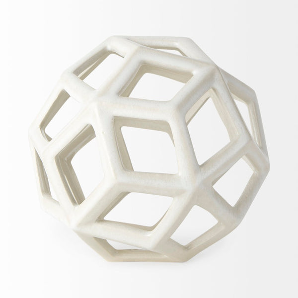Mercana Geom Modern White Ceramic Geometric Object for Stylish Home Decor, Perfect Accent for Any Space White Ceramic | 7H 69479