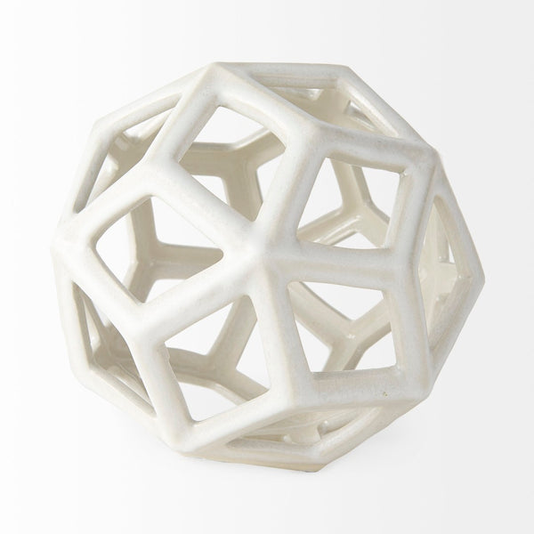 Mercana Geom Modern White Ceramic Geometric Object for Stylish Home Decor, Perfect Accent for Any Space White Ceramic | 7H 69479