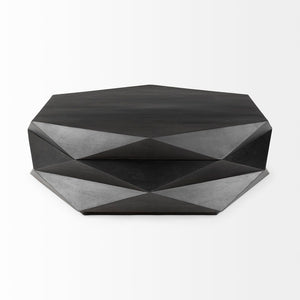 Mercana Arreto Hexagonal Coffee Table with Hydraulic Lift-Top Storage for Modern Living Room Elegance Black Wood 69541