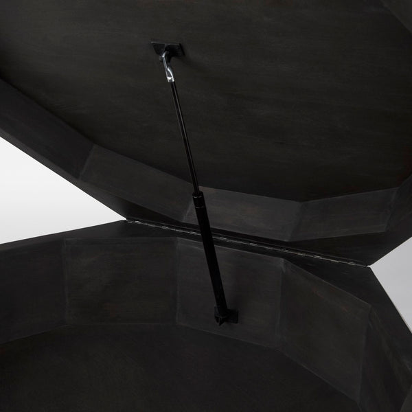 Mercana Arreto Hexagonal Coffee Table with Hydraulic Lift-Top Storage for Modern Living Room Elegance Black Wood 69541