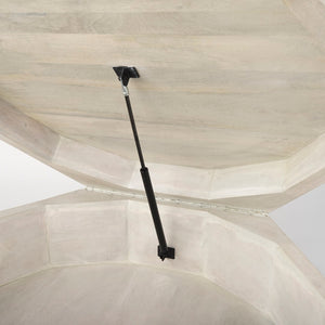 Mercana Arreto Hexagonal Coffee Table with Hydraulic Lift-Top Storage for Modern Living Room Elegance White Wood 69542