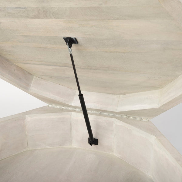 Mercana Arreto Hexagonal Coffee Table with Hydraulic Lift-Top Storage for Modern Living Room Elegance White Wood 69542