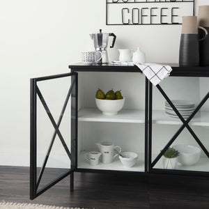 Mercana Aurelia Two-Door Glass Cabinet: Modern Farmhouse Charm with Elegant Design for Stylish Storage Solutions 69265