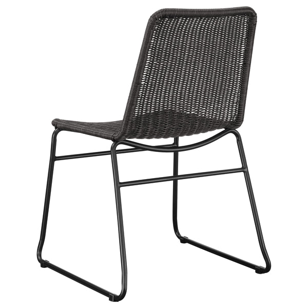 English Elm Dacy Brown Faux Rattan Metal Dining Side Chair Set of 2 — Textured Warm Finish, Sleek Metal Sled Base B062P344939