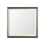 Pewter and Ant. Champagne Framed 30x30 Beveled Bathroom Vanity Mirror