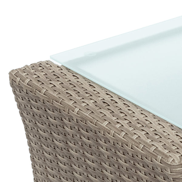 English Elm U-style 4-Piece Patio Sectional Sofa Set with Ottoman, All-Weather PE Rattan, Glass Coffee Table, Cushions WY000452AAE