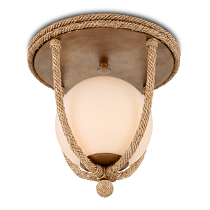 Passageway Rope Flush Mount Light - Coastal Style with Dorado Gold Finish & Frosted Globe Design