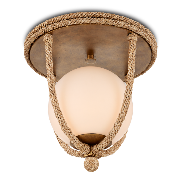 Passageway Rope Flush Mount Light - Coastal Style with Dorado Gold Finish & Frosted Globe Design