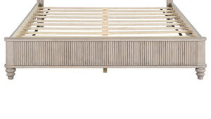 English Elm Queen Solid Wood Panel Bed Warm Grain Headboard Mid-century Transitional Bedroom Frame Beige W1716P269022