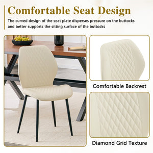 English Elm 4-piece Diamond Quilted Upholstered Dining Chair Set with Sleek Black Metal Legs White+Black W1151P458006