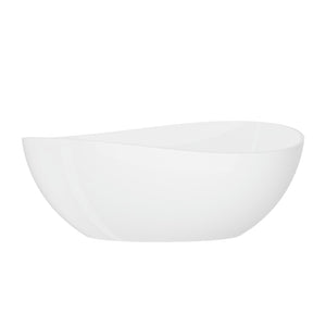 English Elm 63" Oval Freestanding Soaking Tub Solid Surface Resin Spa Bathtub Glossy White W1920P385619