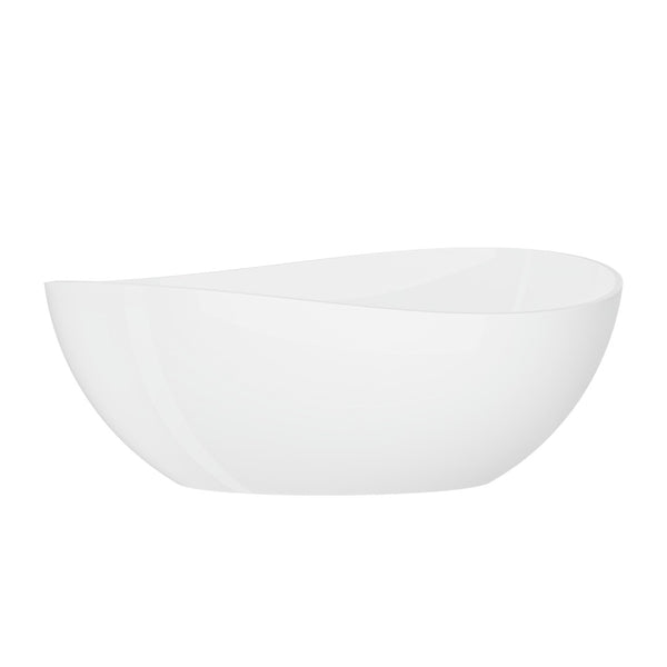 English Elm 63" Oval Freestanding Soaking Tub Solid Surface Resin Spa Bathtub Glossy White W1920P385619