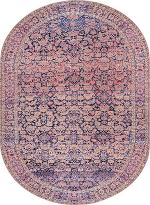 Unique Loom Timeless Levi Machine Made Floral Rug Navy Blue, Black/Orange/Purple/Yellow/Ivory 7' 7" x 10' 6"