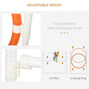 English Elm PawHut 7-Piece Dog Agility Starter Kit with Tunnels, Adjustable Hurdles & Ring, Whistle, Bag W2225P217634