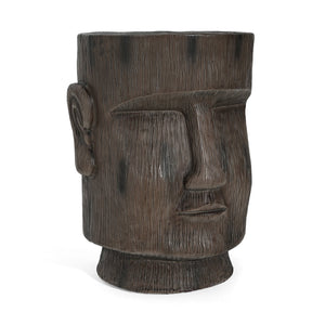 English Elm Christopher Knight Home® - Outdoor Moai Head Side Table - Light Grey Magnesium Oxide Pedestal, Weatherproof Accent Stool N770P342313L