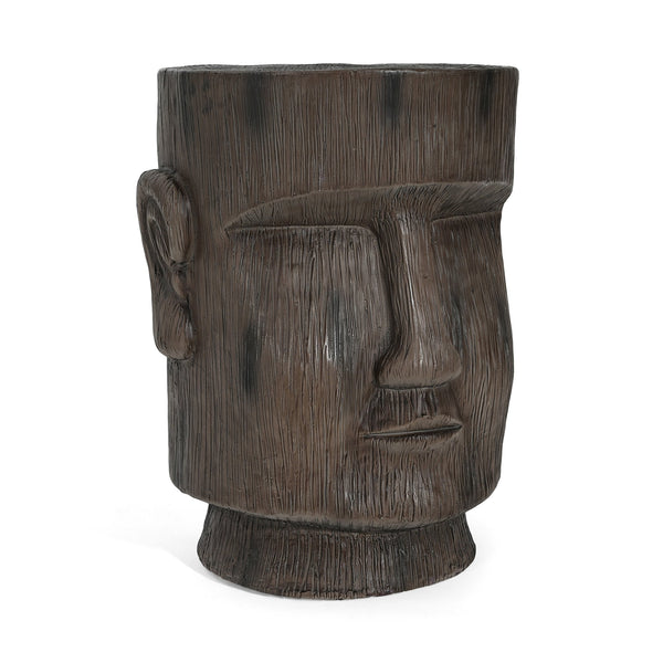 English Elm Christopher Knight Home® - Outdoor Moai Head Side Table - Light Grey Magnesium Oxide Pedestal, Weatherproof Accent Stool N770P342313L