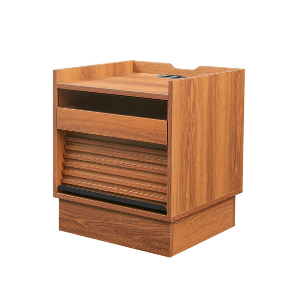 English Elm Christopher Knight Home® - Mid Mid Century Modern Nightstand with USB Charging Station, LED App-Control Lights, 2 Drawers, Sleek Design Yellow 22.24 L x 18.7 W x 7.09 H N761P255453Y