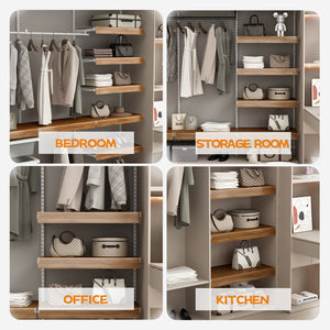 English Elm ( WALNUT Color ) 5 Pcs Wire Shelf Covers - 30x16in Foamed PVC Wood-Grain Rack Covers with 10 Holders, Easy Install Decor W2641P355991