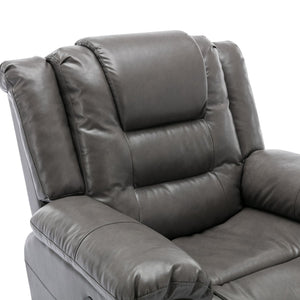English Elm 360°Swivel Plush PU Recliner Chair with Wide Armrests, 350lb Capacity, Infinite Manual Recline Comfort Grey WF323618AAE
