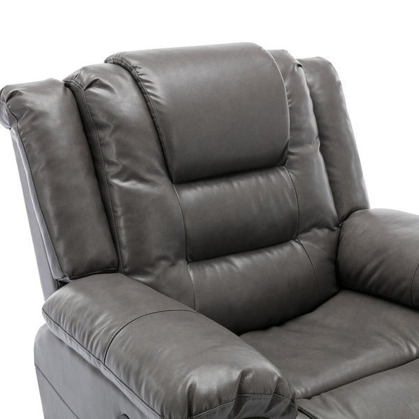English Elm 360°Swivel Plush PU Recliner Chair with Wide Armrests, 350lb Capacity, Infinite Manual Recline Comfort Grey WF323618AAE