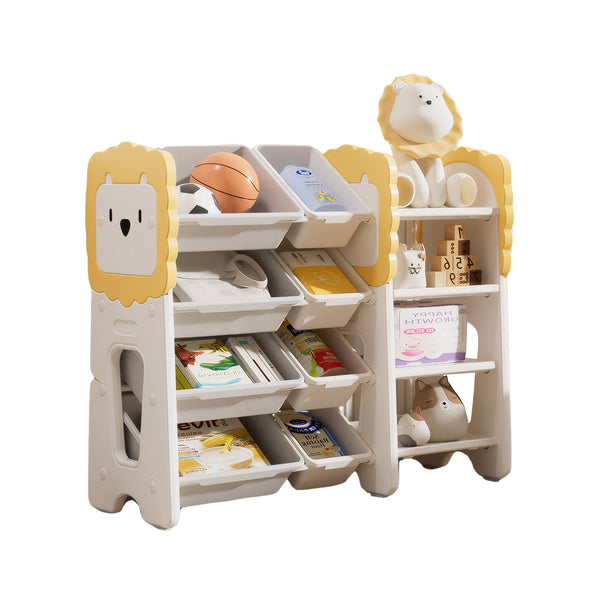 English Elm Kids Bookshelf and Toy Storage with 4-Tier Frame and 8 Removable Bins — Durable, Stylish Organizer W3101P313253