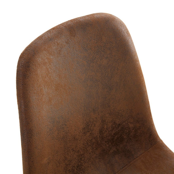 English Elm Table And Chair Set - Modern 79"X31.5" Glass Top With X-Shaped Black Metal Legs & 6 Techno-Fabric Chairs W1151S04087-GIGA