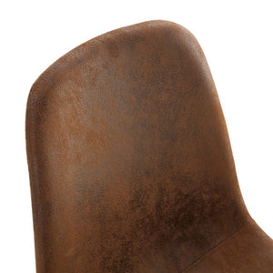 English Elm Table Set With Tempered Glass Top And 8 Brown Techno-Fabric Chairs, Modern X-Shaped Metal Legs W1151S04088-GIGA