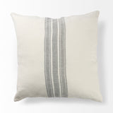 Mercana Patrice 22 x 22 Cream With Gray Stripes Decorative Pillow Cover 68871