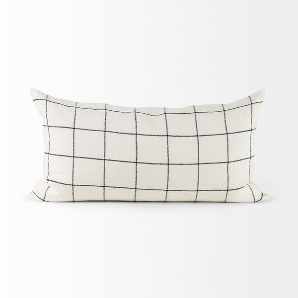 Mercana Suzanne Square Decorative Pillow Cover – Modern Cotton Blend with Bold Black and White Pattern White/Black Fabric | 14x26 68876