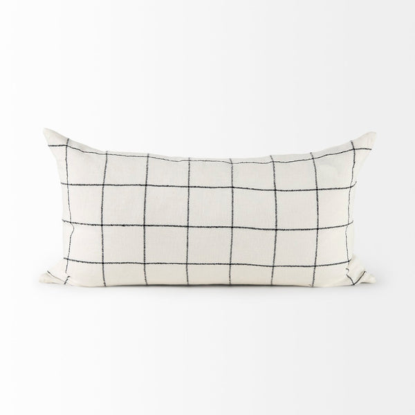 Mercana Suzanne Square Decorative Pillow Cover – Modern Cotton Blend with Bold Black and White Pattern White/Black Fabric | 14x26 68876