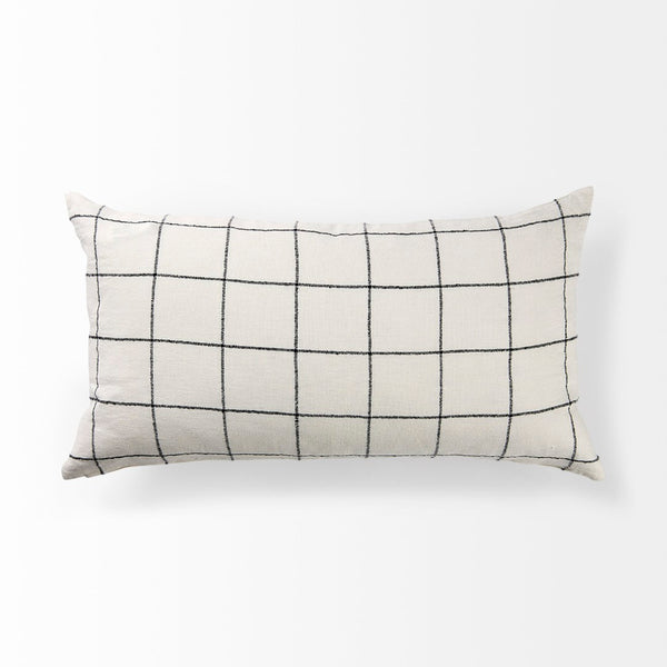 Mercana Suzanne Square Decorative Pillow Cover – Modern Cotton Blend with Bold Black and White Pattern White/Black Fabric | 14x26 68876