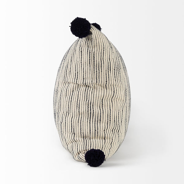 Mercana Krystal Decorative Pillow Cover – Modern Boho Charm with Blue Pom Pom Accents for Cozy Spaces Cream/Blue Fabric | 20x20 68889