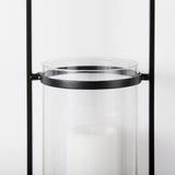 Mercana Avram 5.9L x 7.1W x 24.0H Black Metal Frame and Wood Hanging Candle Holder 69334