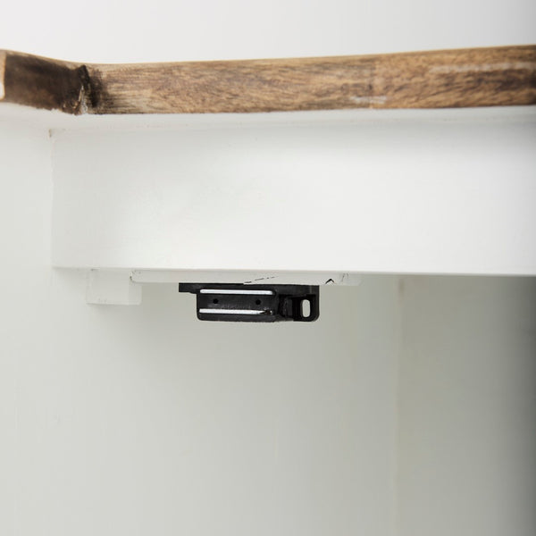 Mercana Bourchier 75-Inch Solid Mango Wood Buffet with Glass Cabinets & Drawers for Stylish Storage Solutions 50282