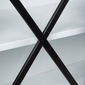 Mercana Aurelia Sleek Four-Door Glass Cabinet with Crisscross Design for Modern Storage and Display Solutions 69266