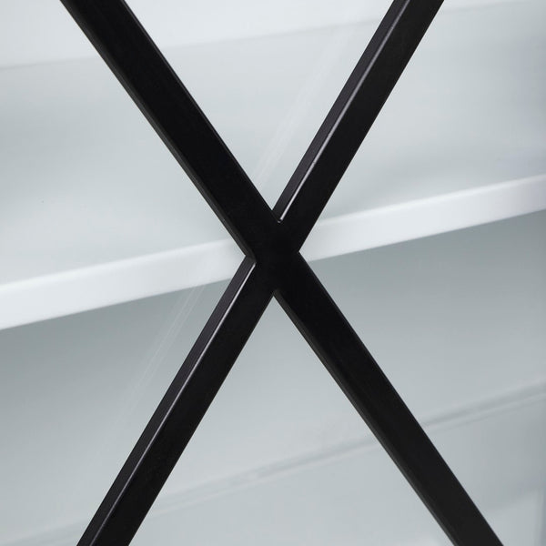 Mercana Aurelia Sleek Four-Door Glass Cabinet with Crisscross Design for Modern Storage and Display Solutions 69266
