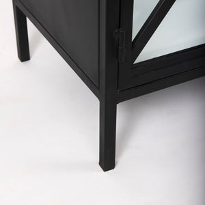 Mercana Aurelia Sleek Four-Door Glass Cabinet with Crisscross Design for Modern Storage and Display Solutions 69266