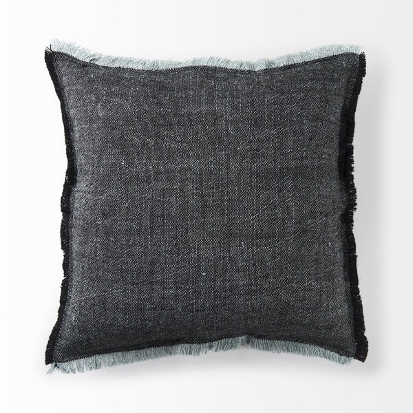 Mercana Malia Decorative Pillow Cover with Playful Fringe for Modern and Urban Home Décor Accents Black/Teal Fabric | 20x20 69437