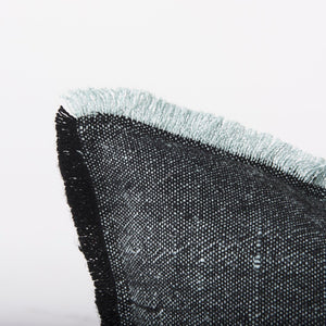 Mercana Malia Decorative Pillow Cover with Playful Fringe for Modern and Urban Home Décor Accents Black/Teal Fabric | 20x20 69437